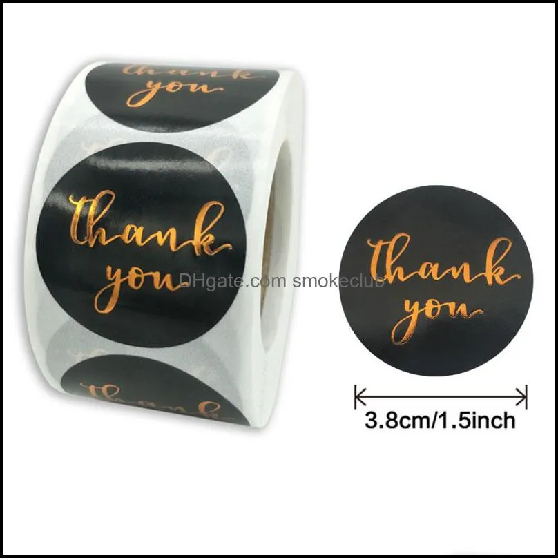 500pcs Roll 1.5inch Thank You Paper Adhesive Stickers Wedding Box Envelope Decor Handmade Gift Bag Label