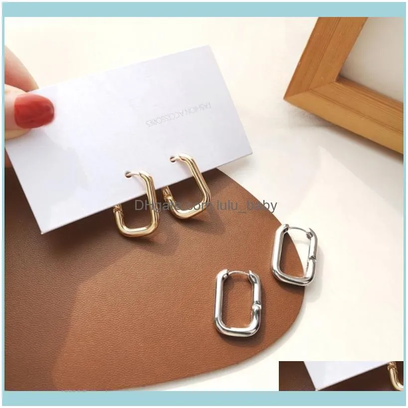 Selling French Gold Chic O Shaped Hoop Earrings Women`s Chunky Hoops Geometrical Brass Minimalist & Huggie