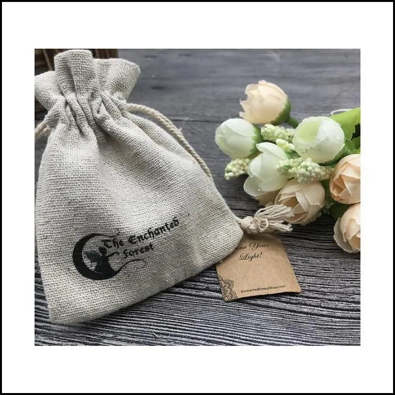 Natural Linen Gift Drawstring Pouches 8X11Cm 9X12Cm 10X15Cm Pack Of 50 Party Sack Soap Makeup Jewelry Gift Packaging Bags Zwokb