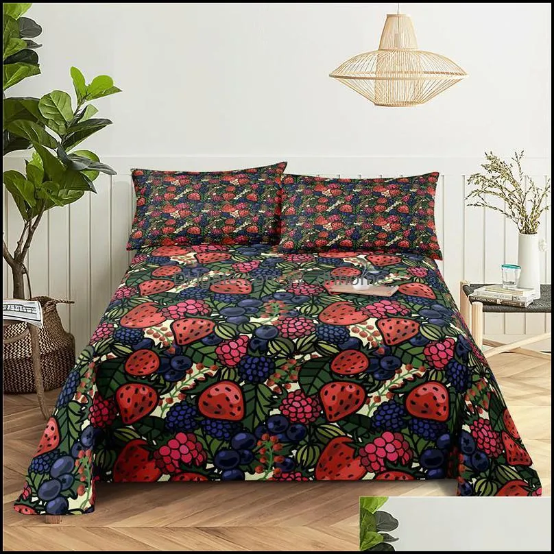 Sheets & Sets Delicious Fruit Bedding Sheet Home Digital Printing Polyester Bed Flat With Case Print