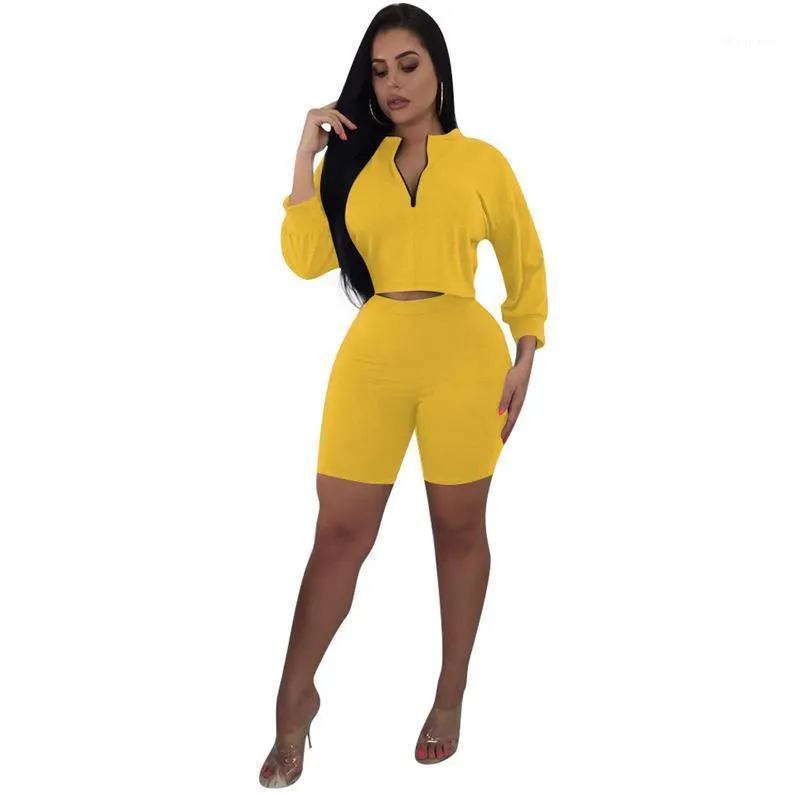 Kvinnors Jumpsuits Rompers Yuyou Sexy Night Club Women 2 Piece Set Solid Full Sleeve Wear Elasticitet Kort Byxor Bodycon Jumpsuit Romper