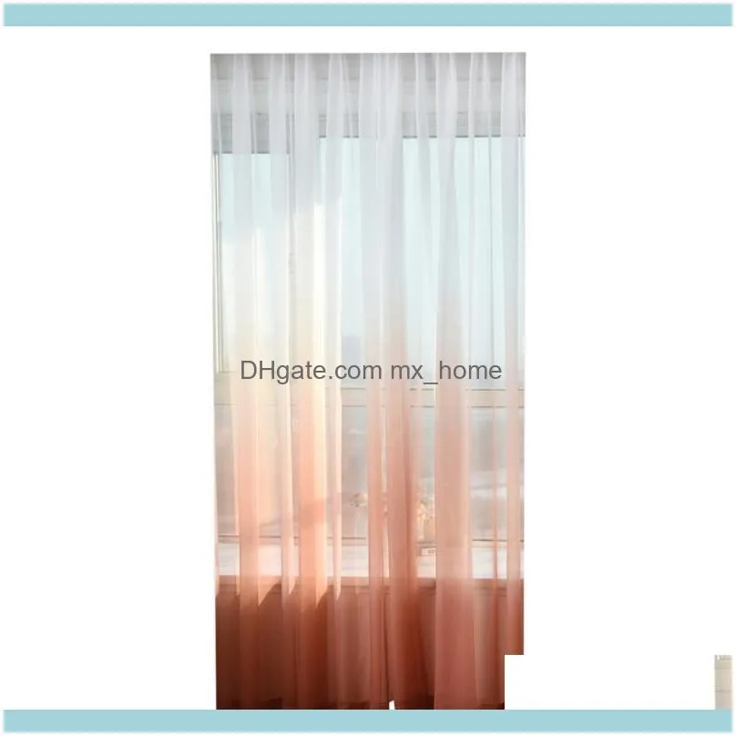 Curtain & Drapes Gradient Color Tulle Sheer Door Window Screening Drape Scarf Home Textile Series Decoration