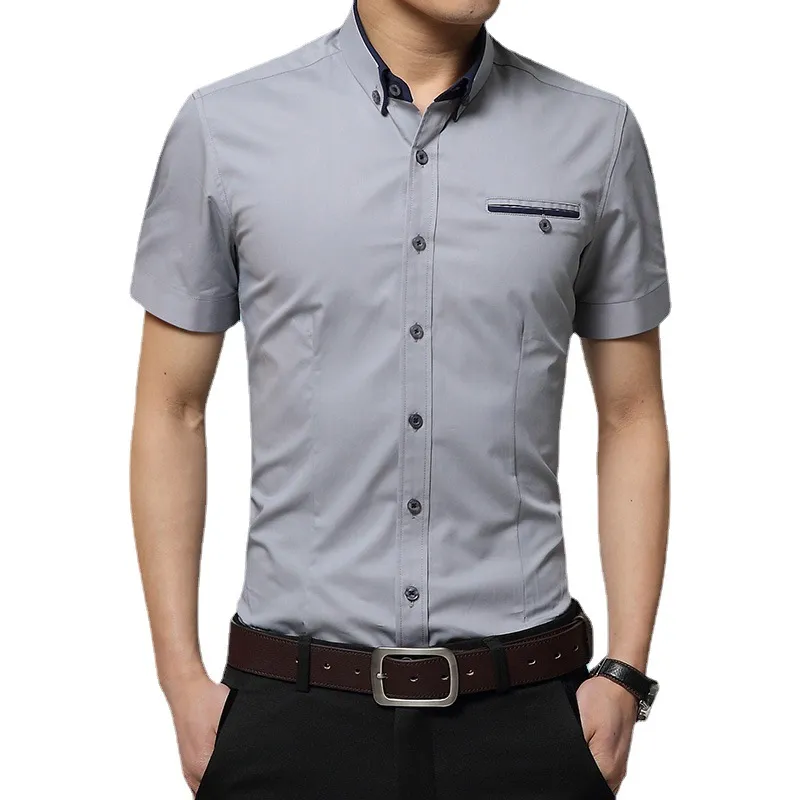2021新しい到着ブランドメンズサマービジネスシャツ半袖ラペルタキシード男性プラスサイズ5xl