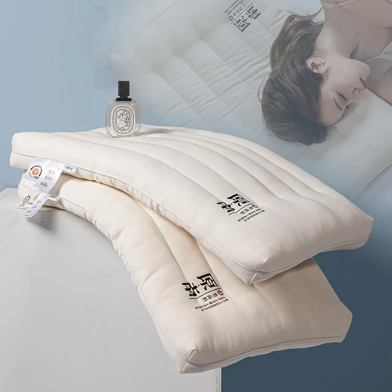 Oreiller Ultra Mince Dormeur Coton Plume Remplissage Bas Plat Cou Dos Protection Mince Pour Enfants Enfants Adultes