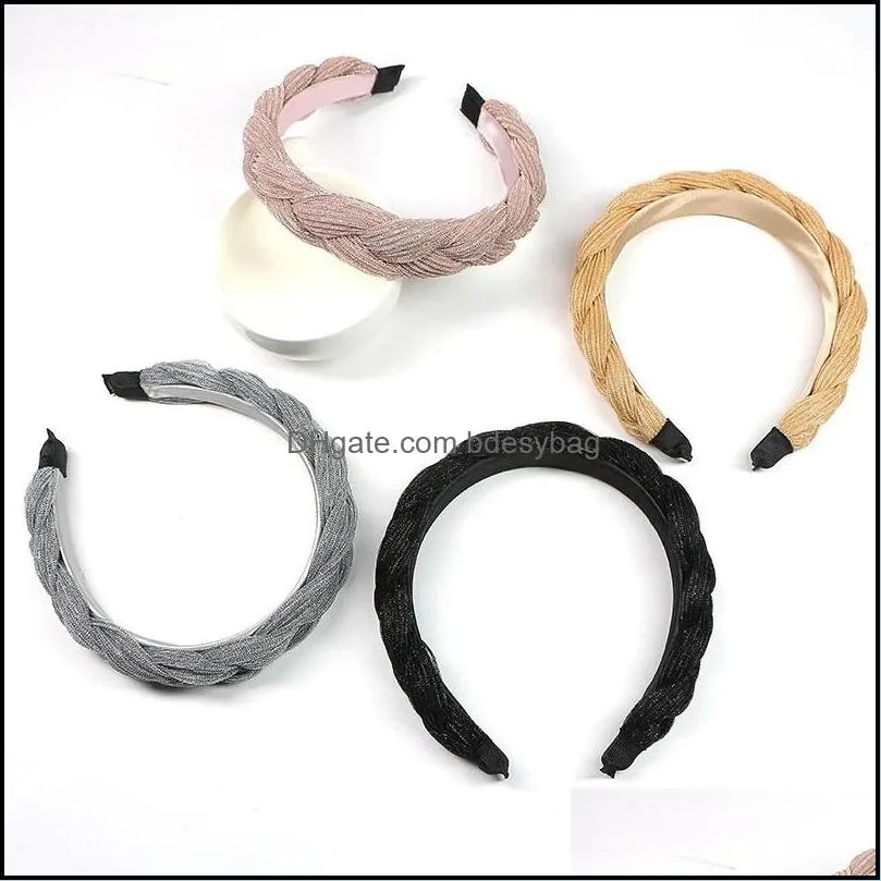 Women Headband Weave Twist Glitter Cross Elastic Hair Bands Soft Solid Color Girls Hairband Hair Accessories Knotted Headwrap
