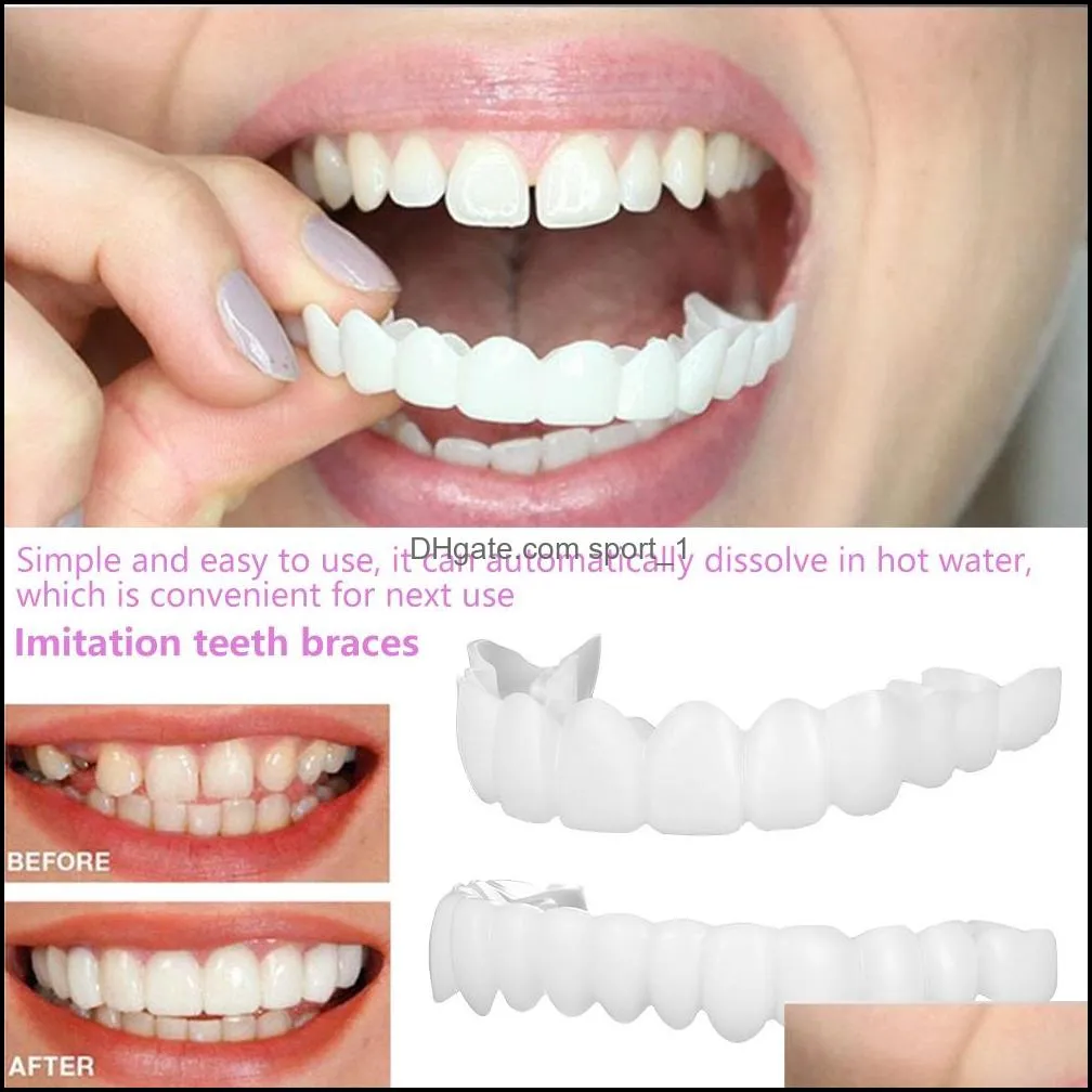 Upper/Lower Cosmetic Denture Polyethylene Grills Fake Tooth Cover Simulation Teeth Whitening Dental Brace Oral Care Beauty Snap on