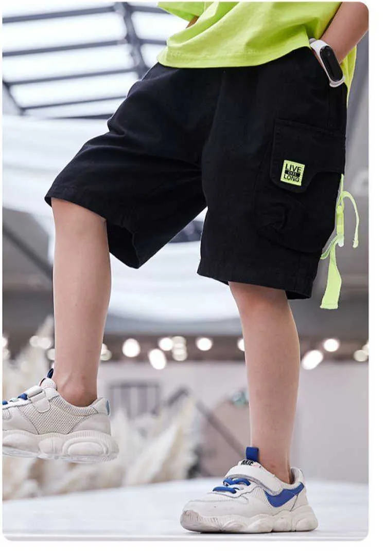 Short Garçon Coton Ample – Bermuda Décontracté élastique Ceinture – Vêtement Enfant Confortable été Sport