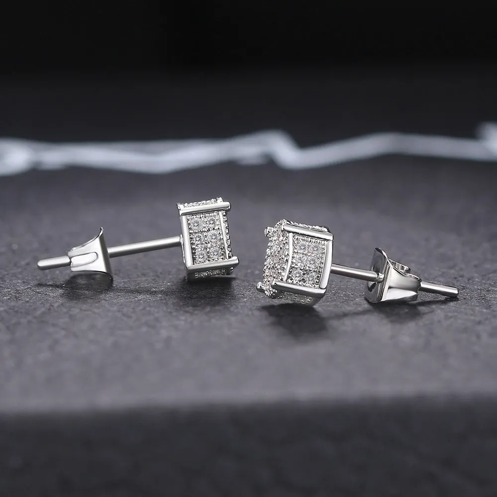 New Fashion Mens Hip Hop Stud Earrings With Simulated CZ And New Fashion Mens Hip Hop Stud Earrings With Simulated CZ And