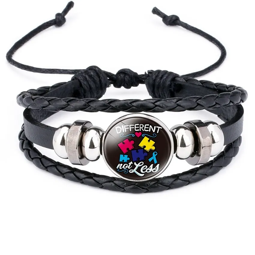 Kids Autism Glass Cabochon Charm Bracelet Weave