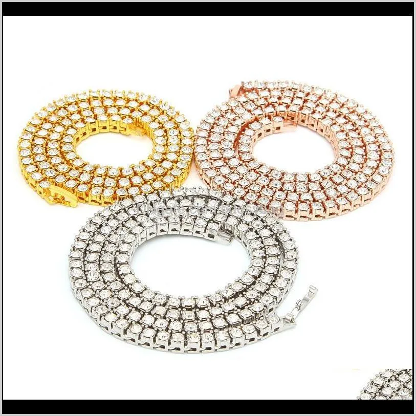 hip hop tennis chain necklace bling white zircon chains jewelry mens women fashion 5mm silver gold chain necklaces