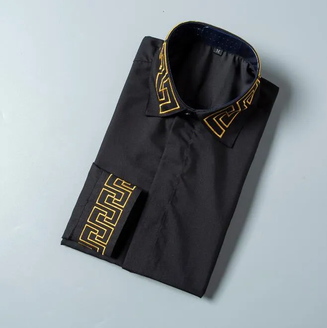 卸売 - 新しい高品質メンズシャツデザイナーブランドファッションビジネスカジュアルドレスシャツフランスのカフス橋＃5810