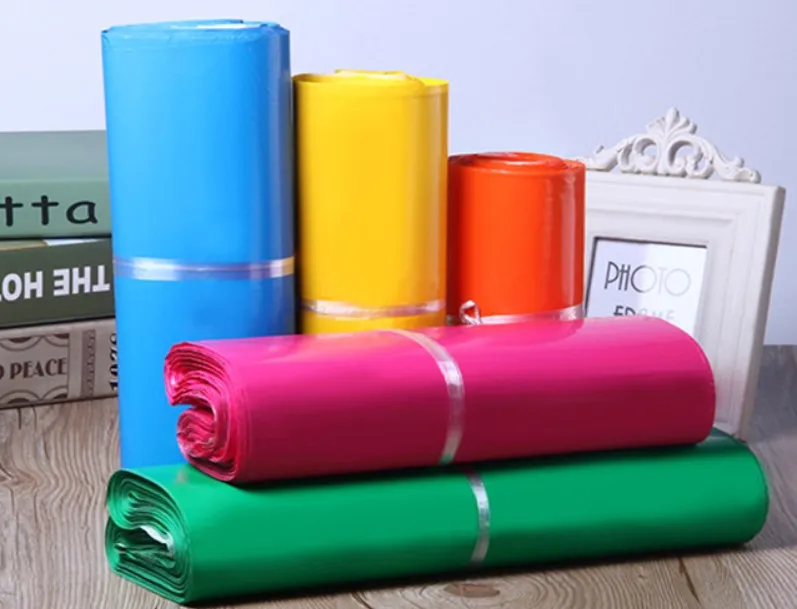 폴리 우편물 가방 순수한 색상 선물 랩 익스프레스 포장 봉투 가방 플라스틱 의류 우편 상자 100pcs