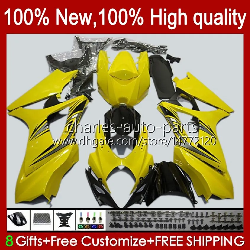 Carrozzeria per Suzuki GSXR-1000 GSXR 1000 cc Giallo giallo 1000CC GSXR1000 K7 07 08 Body moto 48No.94 GSX-R1000 GSXR1000CC 2007 2008 GSX R1000 2007-2008 Carenatura OEM