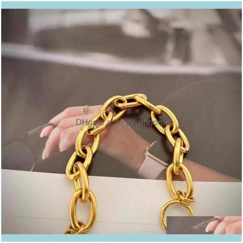 Earrings & Necklace Joolim High End Gold Finish Link Chain Bracelet Set Statement Chunky Jewelry Costume Wholesale