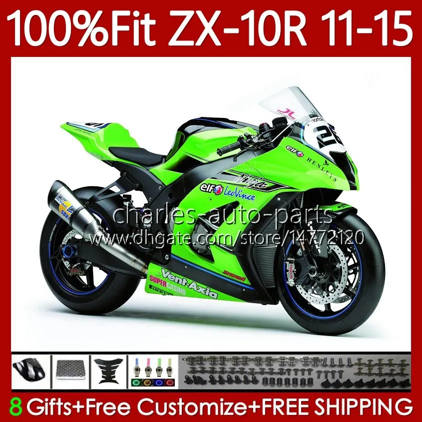 Injektionsmässa för Kawasaki Ninja ZX-10R ZX 10 R 1000 CC ZX10R Ljusgrön 11 12 13 14 15 101no.94 ZX 10R 1000CC ZX-1000 2011 2013 2013 2014 2015 ZX1000 C 11-15 OEM BODY 2014