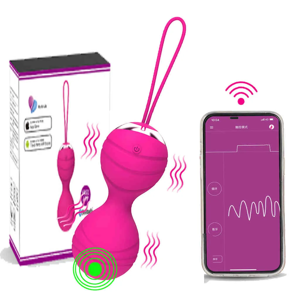 Proiettili per uova di sesso App Bluetooth Controllo wireless Kegal Palline per vaginale Vibratore per uova vibranti d'amore femminili Giochi con la palla Ben Wa Coppie 0928