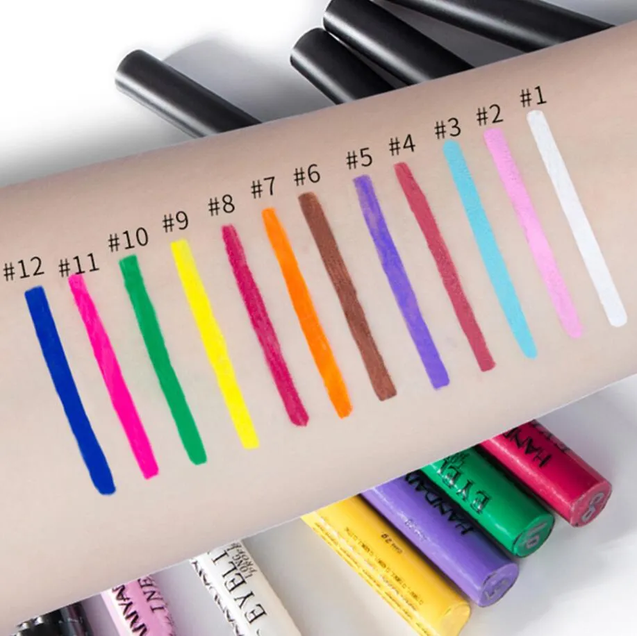 Set di penne per eyeliner liquido a 12 colori Set di eyeliner colorato opaco a lunga durata impermeabile Cosmetico Quick Dry Liner Kit per il trucco con confezione regalo