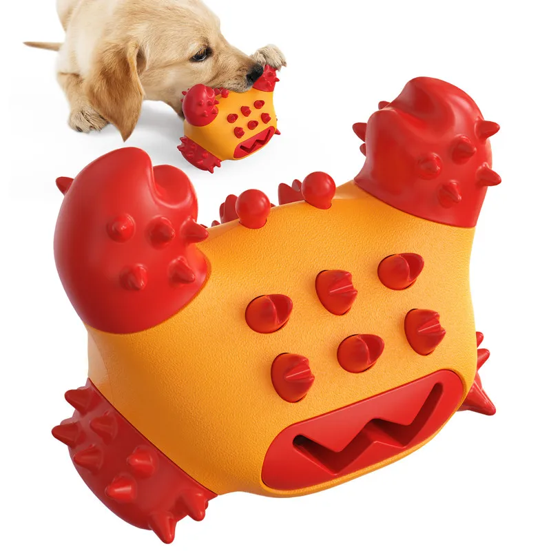 Pies żuć Zabawki Wielofunkcyjne Doggy Toy Crab Kształcie Molar Łączy Zęby Szlifowanie i Ząb Czyszczenie Przeciekające Funkcje A02