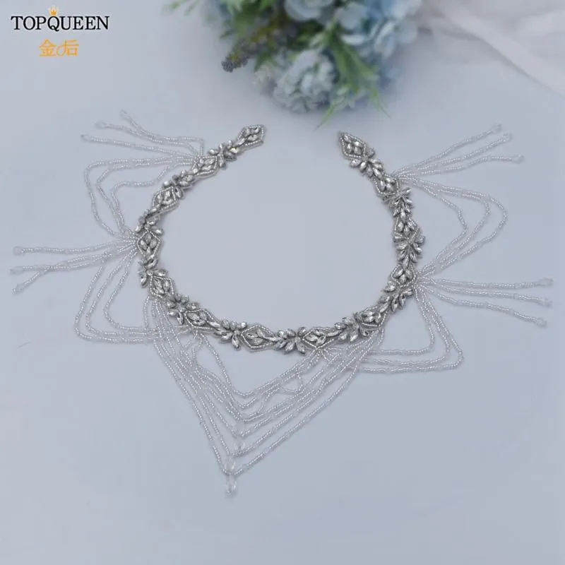 Bruiloft Sjerpen TOPQUEEN S08 Witte Jurk Sjerp Riem Bruids Zilveren Kralen Strass Luxe Vrouwelijke Sieraden Diamonte329a