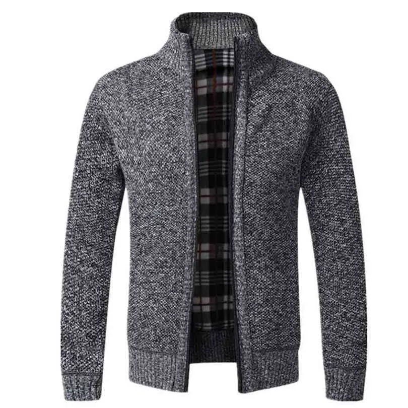 AIOPESON Slim Fit Cardigan Men Stand Collar Casual Outwear s Sweater Autumn Winter Business Warm Clothing 210918