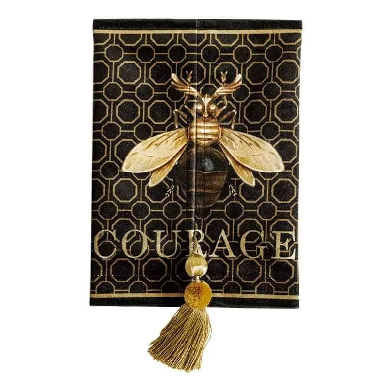 Luxury Velvet Vävnadsbox Courage Bee Portable Paper Refill Cover Hållare för kontor Hem Lätt Bär med Tung Tassel 210818