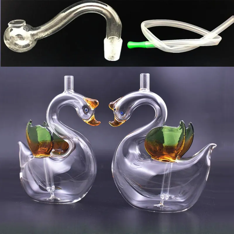 Toptan Yaratıcı Kuğu Şekli Su Dab Rig Bong Künt Bisbler Seyahat Cam Bongs ile 10mm Yağ Kase