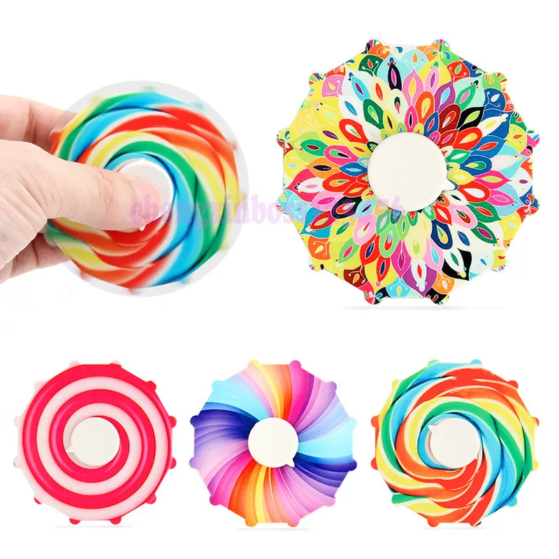 Fidget Spinner a doppia faccia Trottola colorata con punta delle dita Trottola color arcobaleno Spinner a mano Regalo giocattolo di decompressione