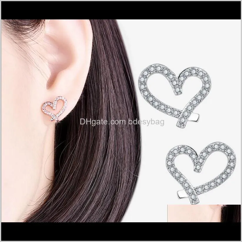 newest designer love heart earrings with crystal 18k gold plated earings shining diamond earrings for women white zircon earrings