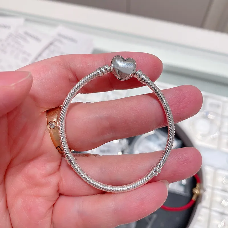 925 Sterling Silver Pandora Bracelet With Heart Shaped Snake Chain And DIY  Charms For Women Fine Sterling Silver Bracelets In Original Box From  Forevertime, $15.52 | DHgate.Com