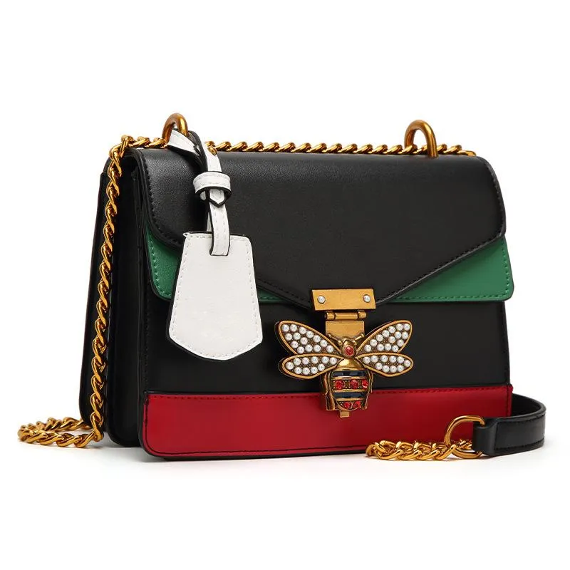 Womens PU Leather Bee Messenger Bag Chain Shoulder Bag With Patchwork Design From Gavingg 28.7 DHgate.Com