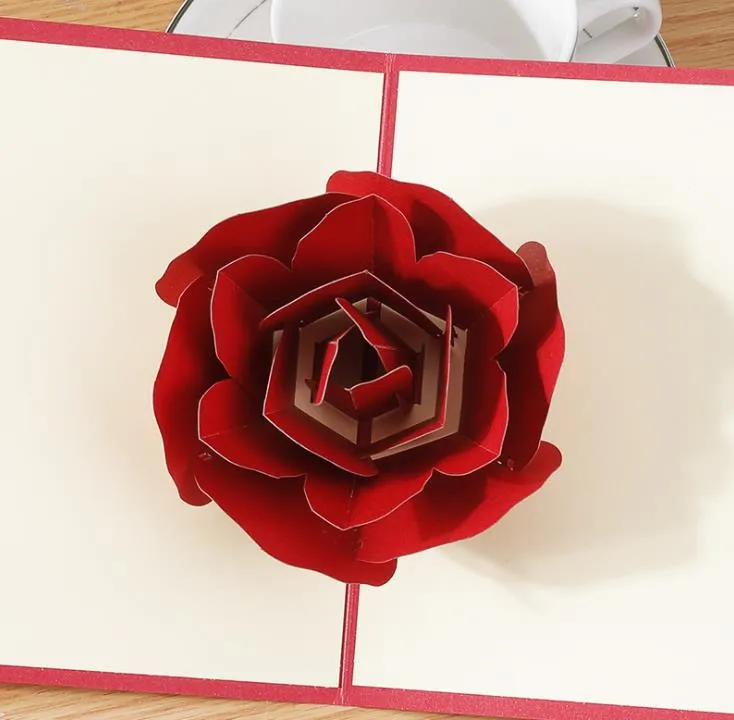 3D Rose Greeting Cards Valentines Day Greetings Card Creative Handmade Valentine Days Gifts for Women SN4732