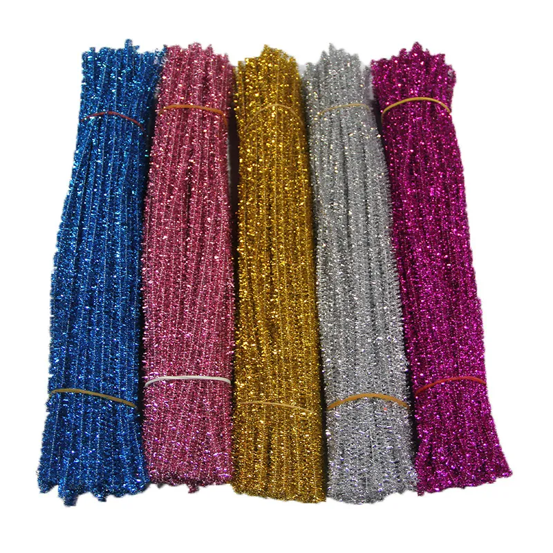 Decorative Flowers Festive Fuzzy Glitter Pipe Clear Stems Chenille