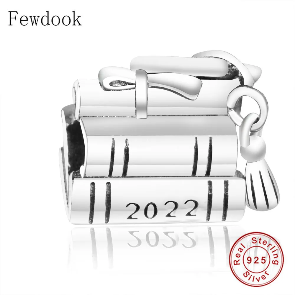 Ajuste Original Pandora Charm Bracelet 925 Sterling Silver borla Scroll Book Graduation Mortarboard Beads para hacer Berloque 2022278y