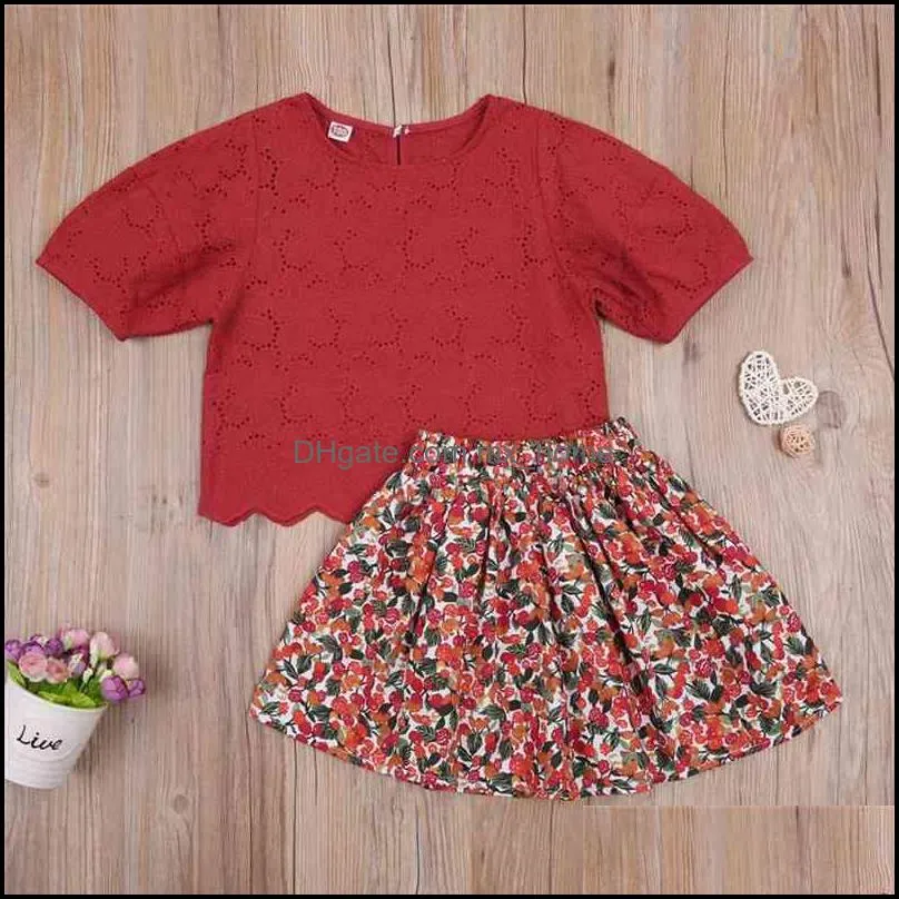 Toddler Kids Baby Girls T-shirt Tops floral Skirt Dress Summer Outfits Clothes 2pcs Set Arrival Soft Cute High Quality