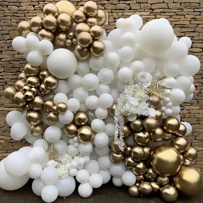 12inch 20 pcs High Grade Latex Balloons White Gold Combination Balloon Birthday Party Wedding Globos Decoration Wholesale