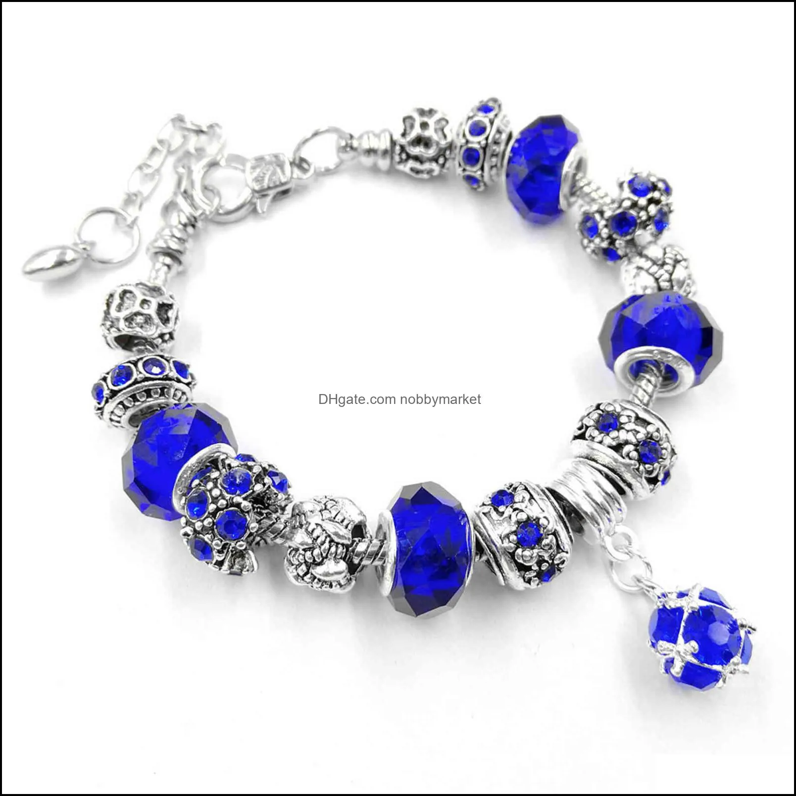 Beaded crystal bracelet DIY glazed Bead Bracelet National Style Crystal Pendant