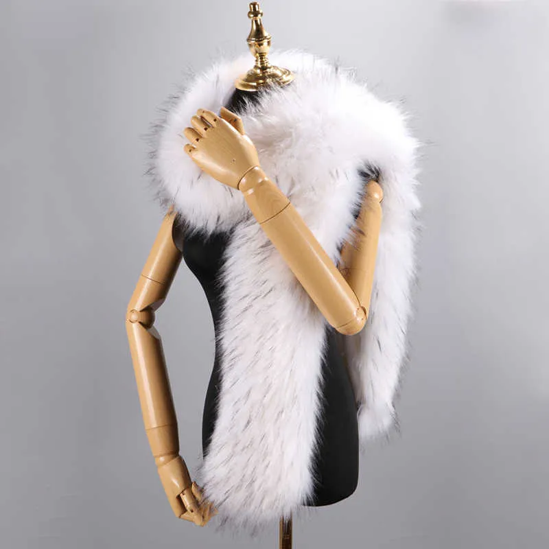 180cmの冬の暖かいスカーフ襟のショール折りたたみ毛皮の長いスカーフ固体色シミュレーションフォックスの毛皮パシミナの女性コートジャケットH0923