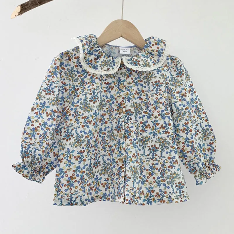 Lente herfst kinderen meisje lange mouwen bloemen shirt baby baby geboren kleding afdrukken 210429