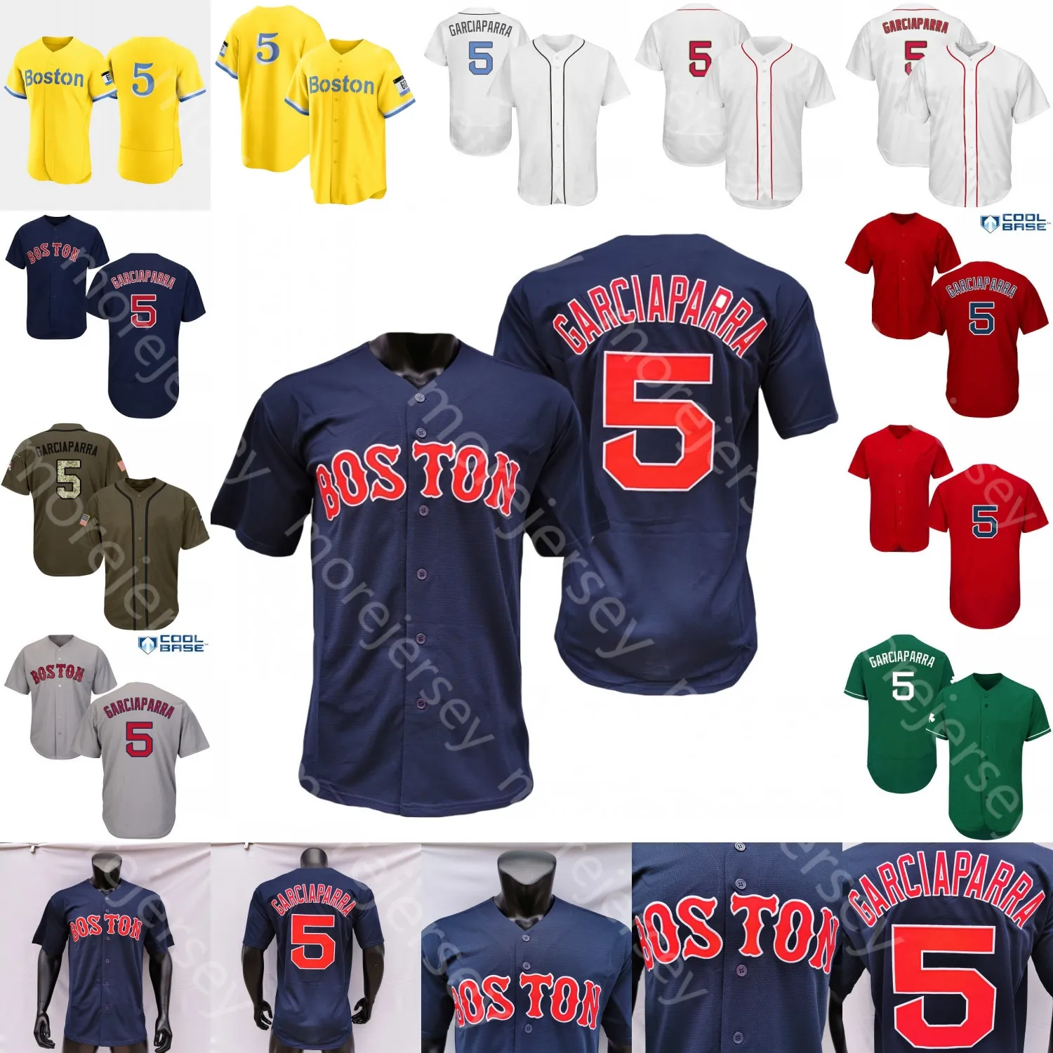 Nomar Garciaparra Jersey 아버지의 날 2021 City Connect 그레이 네이비 레드 화이트 팬 플레이어 그린 경례 서비스 크기 S-3XL