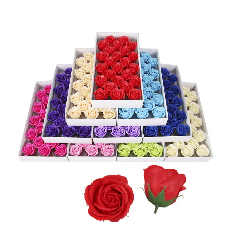 25Pcs/Box Big Size 6cm Soap Rose Flower Soap Romantic Wedding Party Handmade Valentine's Day Gift Hand Flower Art