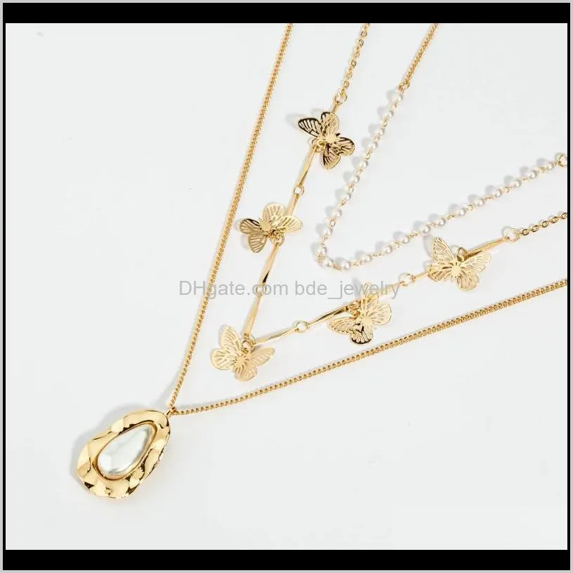 fashion irregular metal pendant necklaces trendy all-match geometric multilayer necklace women jewelry