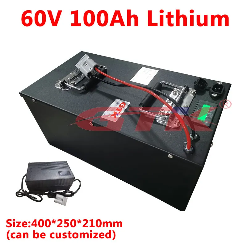 GTK Yüksek Kalite Lityum Pil 60 V 100Ah Li-Ion Pil Paketi ile BMS ile 6000W Forklift AGV UPS EV Motor + 10A şarj cihazı