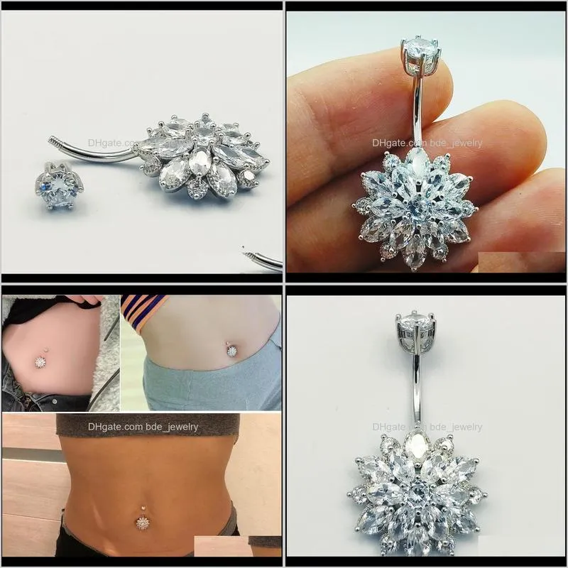 925 sterling silver sunflower belly ring fashion navel piercing jewelry for women