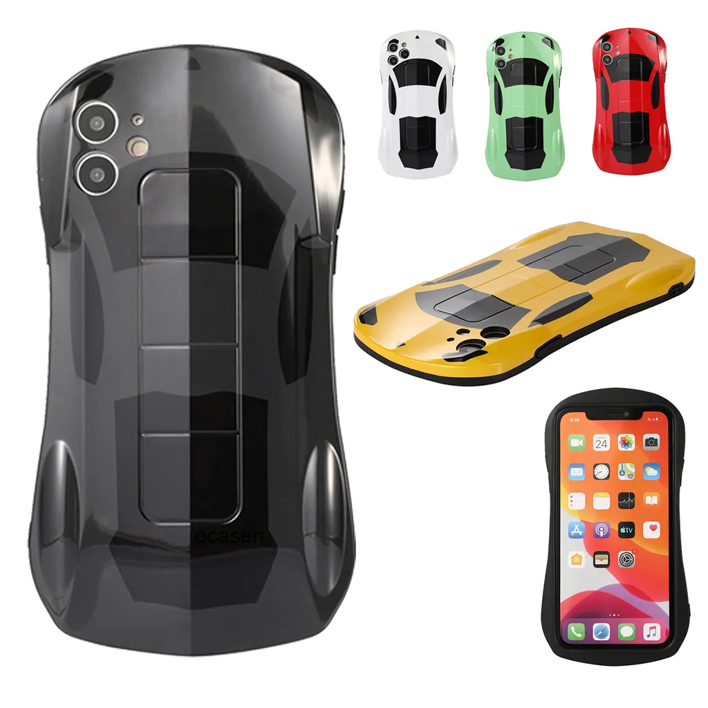 Stilvolle Super Car Slim stoßfeste weiche TPU-Handyhüllen für iPhone 13 12 11 Pro Max Mini XR XS X 8 7 Plus SE2 Coole Gummi-Gel-Linsenschutzabdeckung