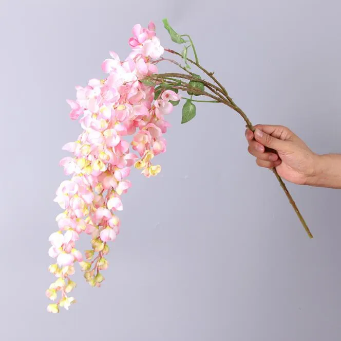 5 gafflar bröllopsdekoration konstgjorda silke wisteria blomma vinstockar vägg hög kvalitet hängande rotting blommor vinstockar