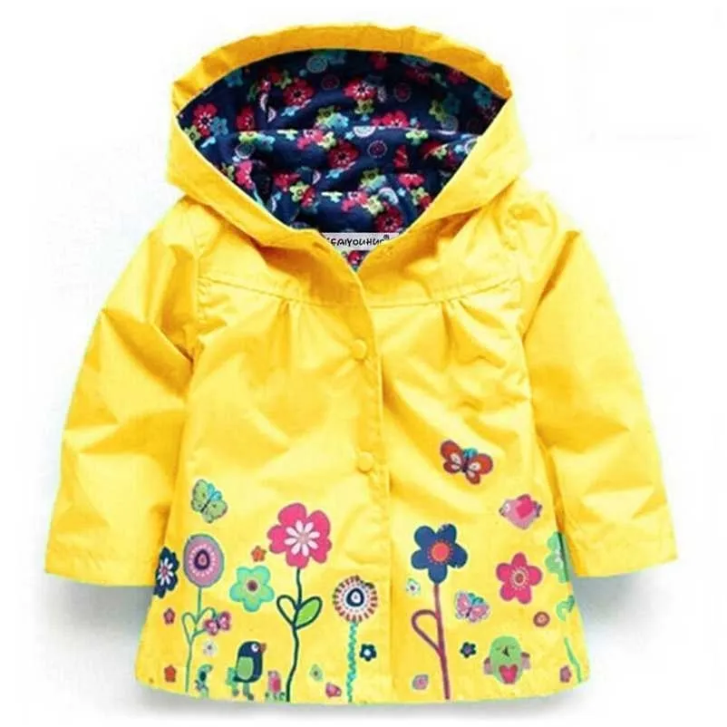 Jacka för tjejer barn regnrock vattentäta pojkar regnrockar kläder ytterkläder pojke hooded barnkläder 2-6 år 211204