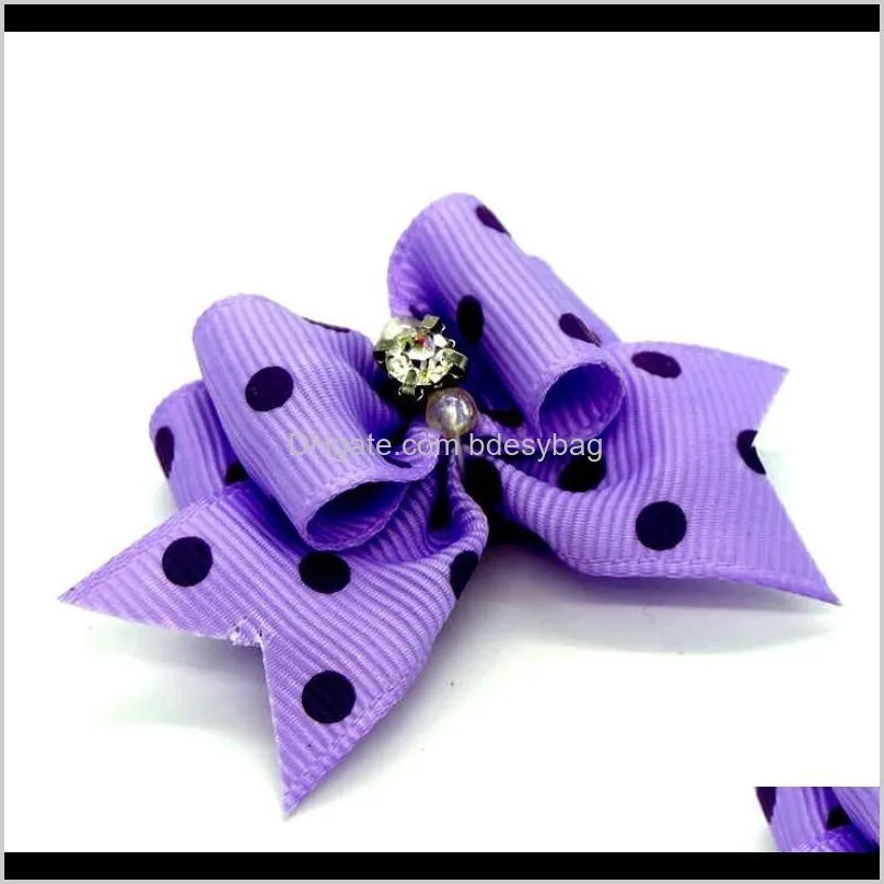 lovely 4*2cm fabric dots bowtie dogs hair accessories pet hair bows grooming gift products cute dog ornaments