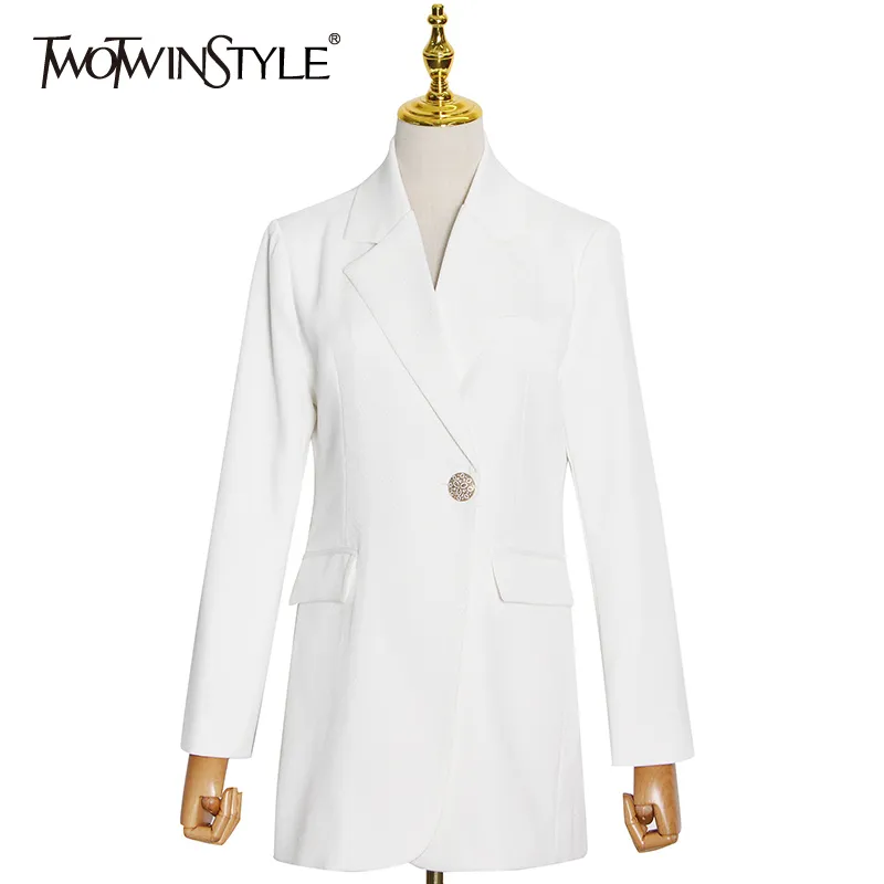 Blazer con spacco sul retro casual per donna manica lunga con intaglio taglie forti blazer bianchi abbigliamento moda femminile stile 210524