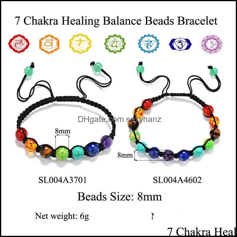 Beaded, Strands 7 Chakra Trendy Healing Balance Beads Bracelet Yoga Life Energy Charm Colorful Jewelry