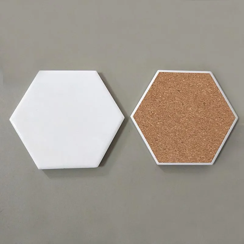 CorkHex Ceramic Coaster Set Stylish, Non Slip Table Protectors For